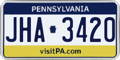 PA license plate JHA3420