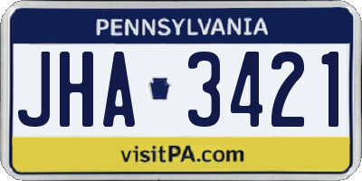 PA license plate JHA3421