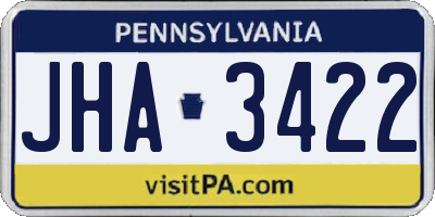 PA license plate JHA3422