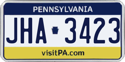 PA license plate JHA3423
