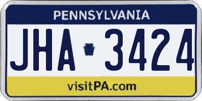 PA license plate JHA3424