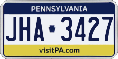 PA license plate JHA3427