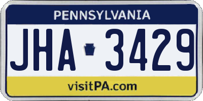 PA license plate JHA3429
