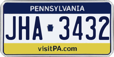 PA license plate JHA3432