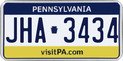 PA license plate JHA3434