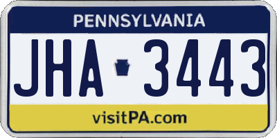 PA license plate JHA3443
