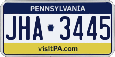 PA license plate JHA3445