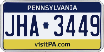 PA license plate JHA3449