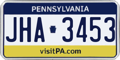 PA license plate JHA3453