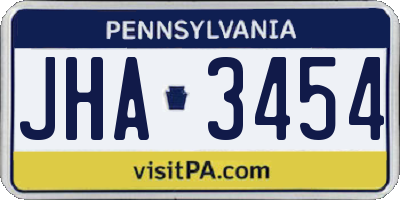 PA license plate JHA3454