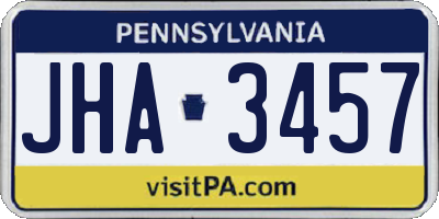 PA license plate JHA3457