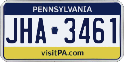 PA license plate JHA3461