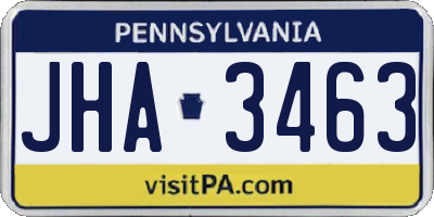 PA license plate JHA3463