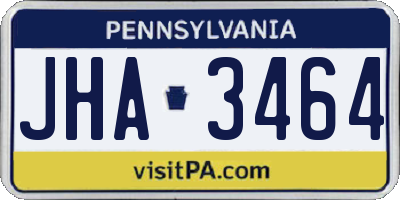PA license plate JHA3464
