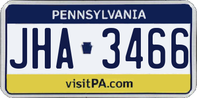 PA license plate JHA3466