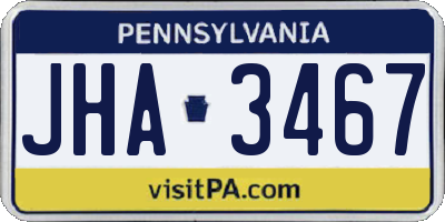 PA license plate JHA3467