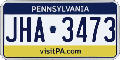 PA license plate JHA3473