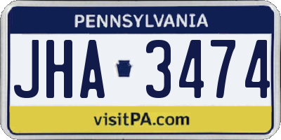 PA license plate JHA3474