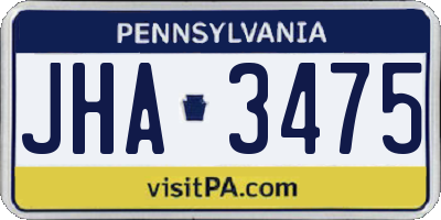 PA license plate JHA3475