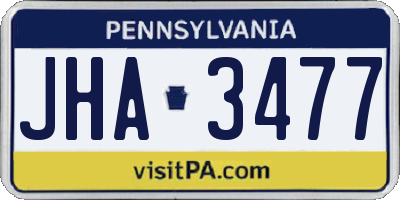 PA license plate JHA3477