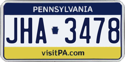 PA license plate JHA3478