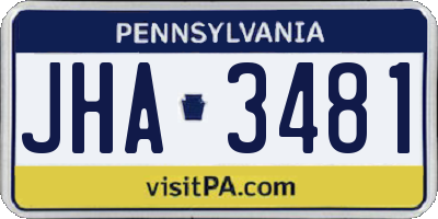 PA license plate JHA3481