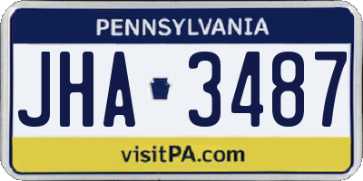 PA license plate JHA3487