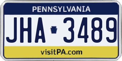 PA license plate JHA3489