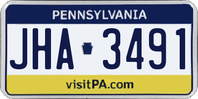 PA license plate JHA3491