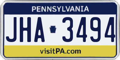 PA license plate JHA3494