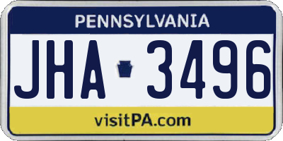 PA license plate JHA3496