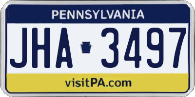 PA license plate JHA3497