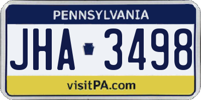 PA license plate JHA3498