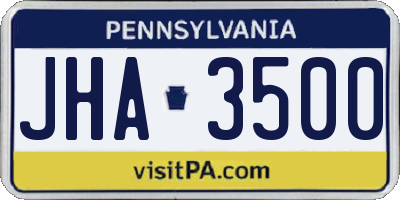PA license plate JHA3500
