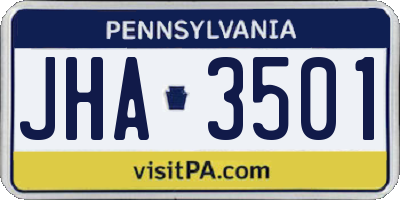 PA license plate JHA3501