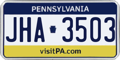 PA license plate JHA3503