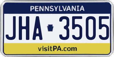 PA license plate JHA3505