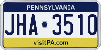 PA license plate JHA3510