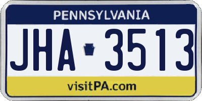 PA license plate JHA3513