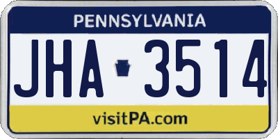 PA license plate JHA3514
