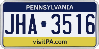 PA license plate JHA3516