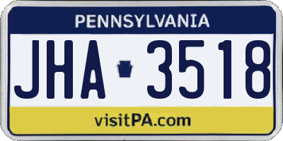 PA license plate JHA3518