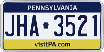 PA license plate JHA3521