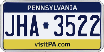 PA license plate JHA3522