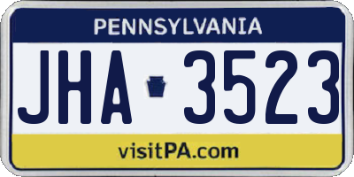 PA license plate JHA3523