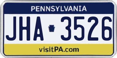 PA license plate JHA3526