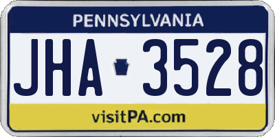 PA license plate JHA3528