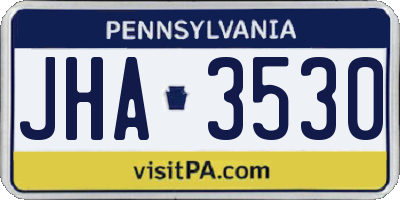 PA license plate JHA3530