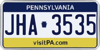 PA license plate JHA3535