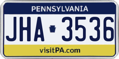 PA license plate JHA3536